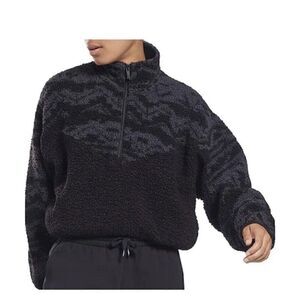Core 10 Reebok Women's Plus Size Gray Black Cozy Quarter-Zip Jacket 4X, 26-28W